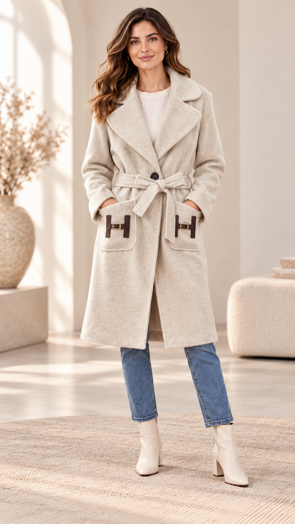 Manteau ceinturé écru — TU